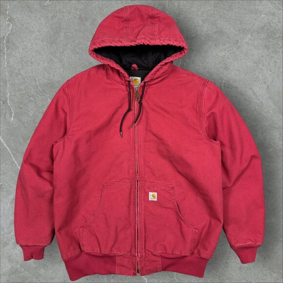 Carhartt Jackets & Blazers - Carhartt WJ130 624 Rare Crab Apple Pink Quilted Hooded Canvas Active Jacket - Lg